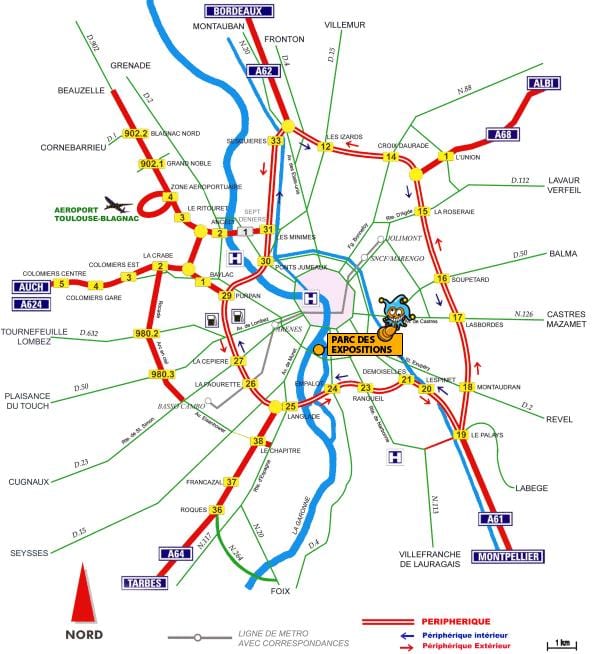 térkép Toulouse autópálya