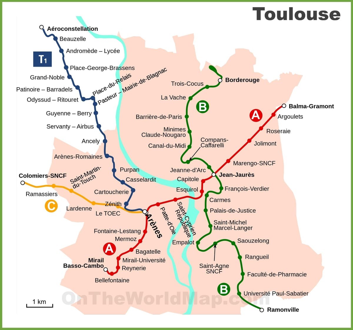 Toulouse földalatti térkép