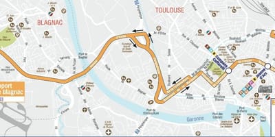 Térkép Toulouse reptéri transzfer útvonal 